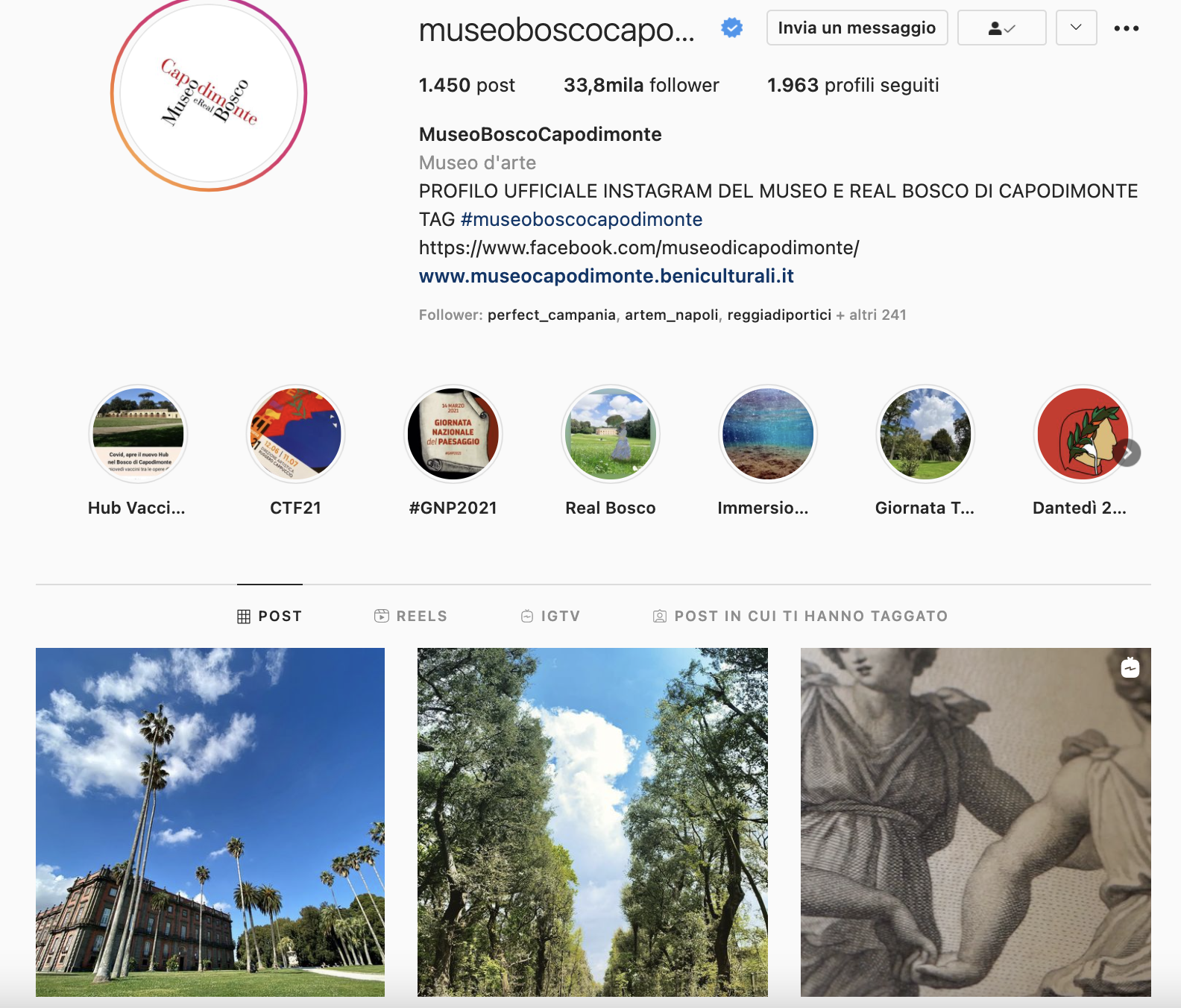 Feed Instagram Museo e Real Bosco di Capodimonte